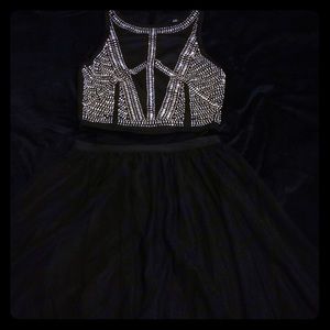 Two piece skirt/sequin cropped top